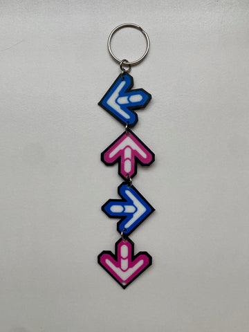 Dance Dance Revolution Arrow Keychain - DDR Arrow Blue Pink